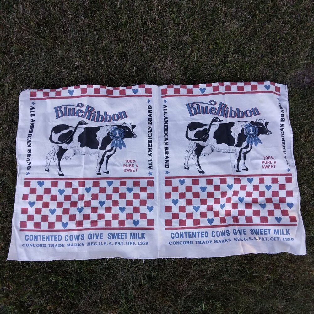 Vintage Cotton Country Cow Pillow Panels